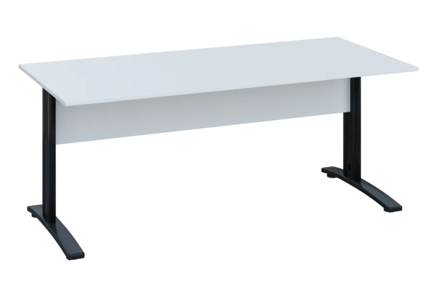 EPK 18 - 18 stůl kancelářský, kovová podnož černá, deska 18 mm, široký 1800 mm, bílá